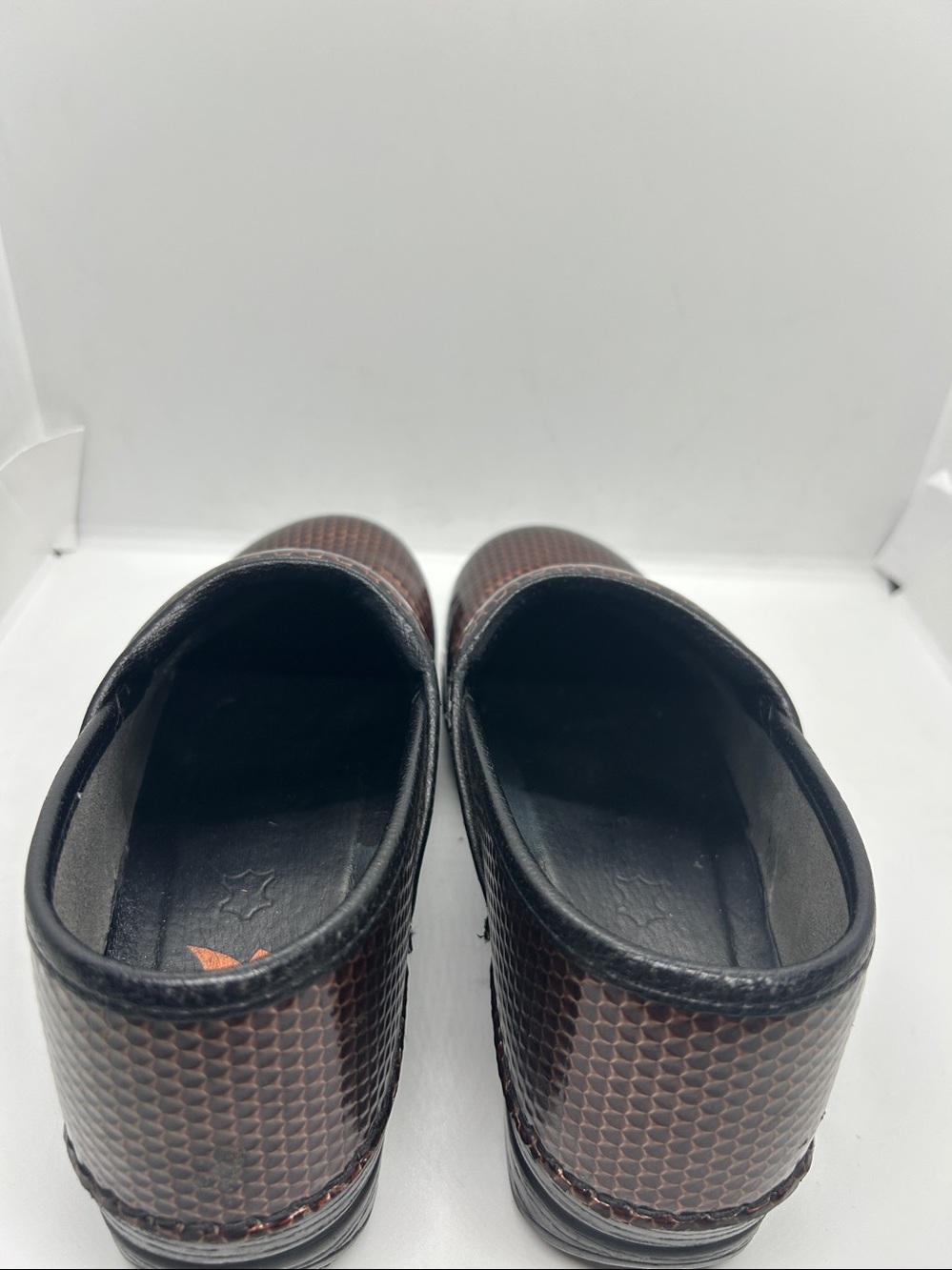 Dansko Brown Metallic Hex-Pattern Clogs - Picture 9 of 16
